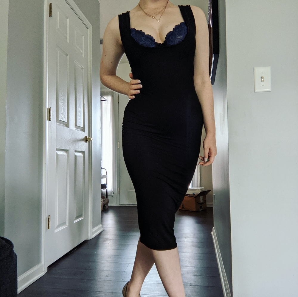 Missguided black low cut tank sexy midi dress